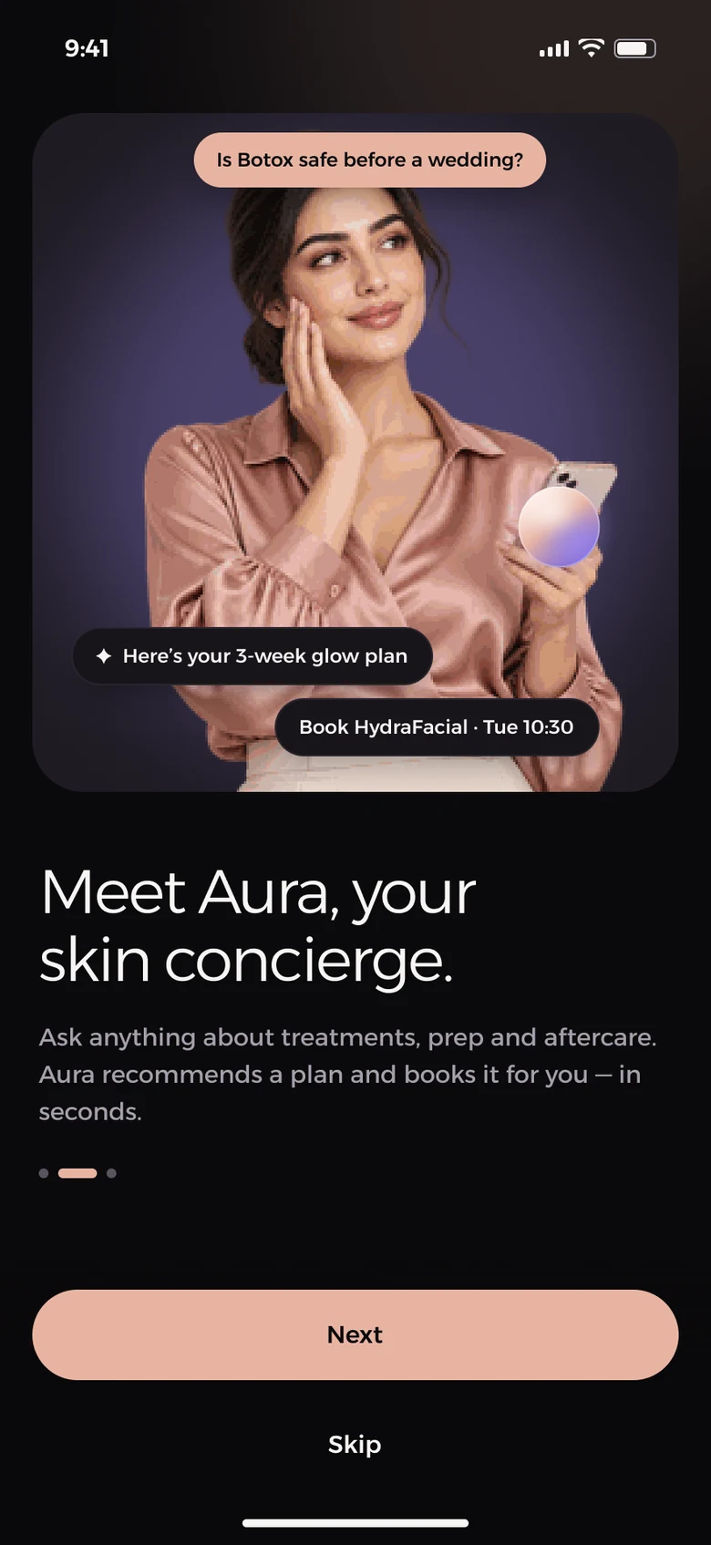 Meet Aura onboarding screen